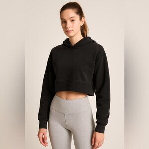 FP Movement Black Cropped Hoodie with Mesh Lining – Size S